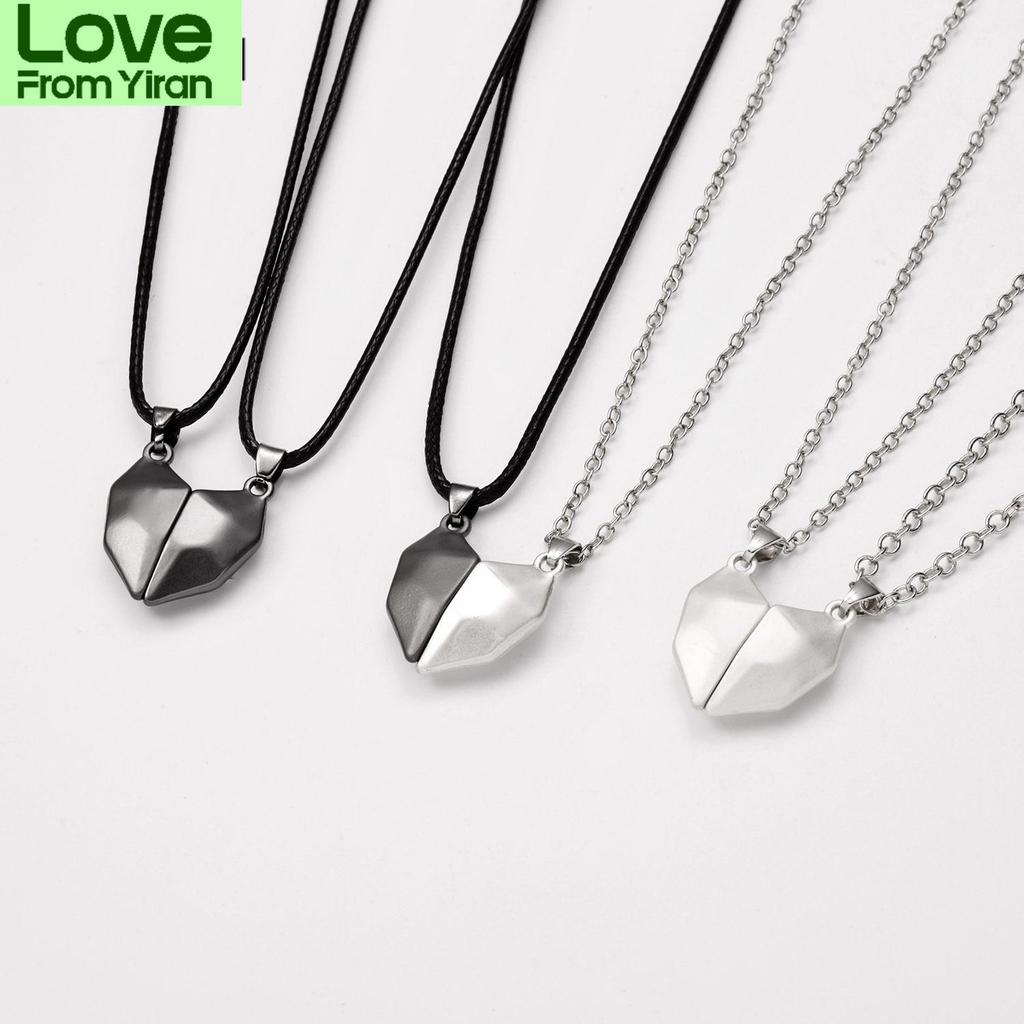 2 шт. / Лот Магнитное ожерелье для пары Дружба Сердце Подвеска Расстояние Граненый Шарм Ожерелье Для Женщин Подарок на День Святого Валентина