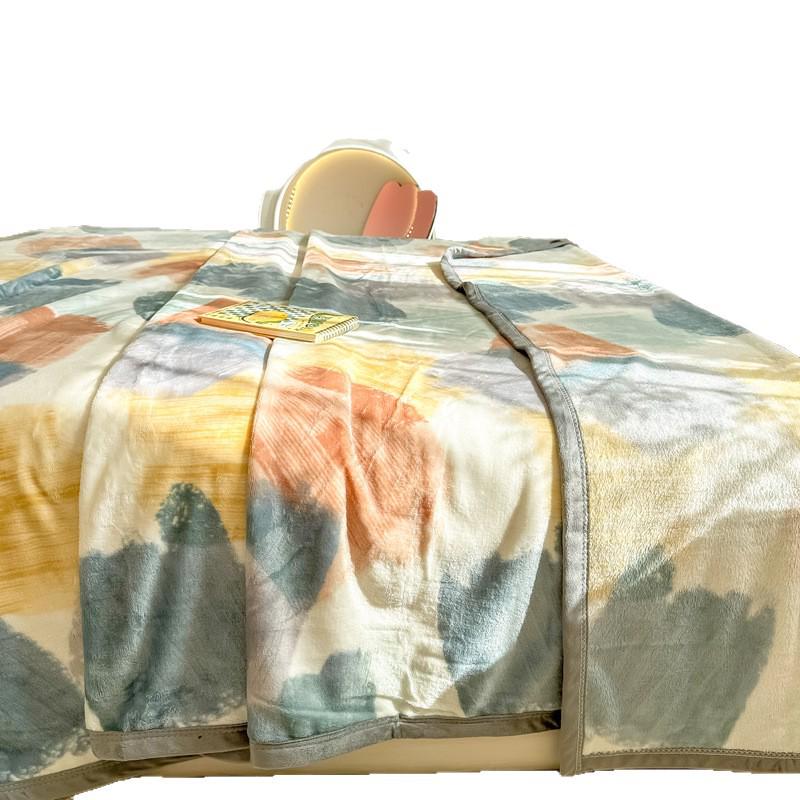 Двусторонняя флисовая плед-одеяло из молочного велюра: Офисный сон, Диван, Толстый, Теплый стиль