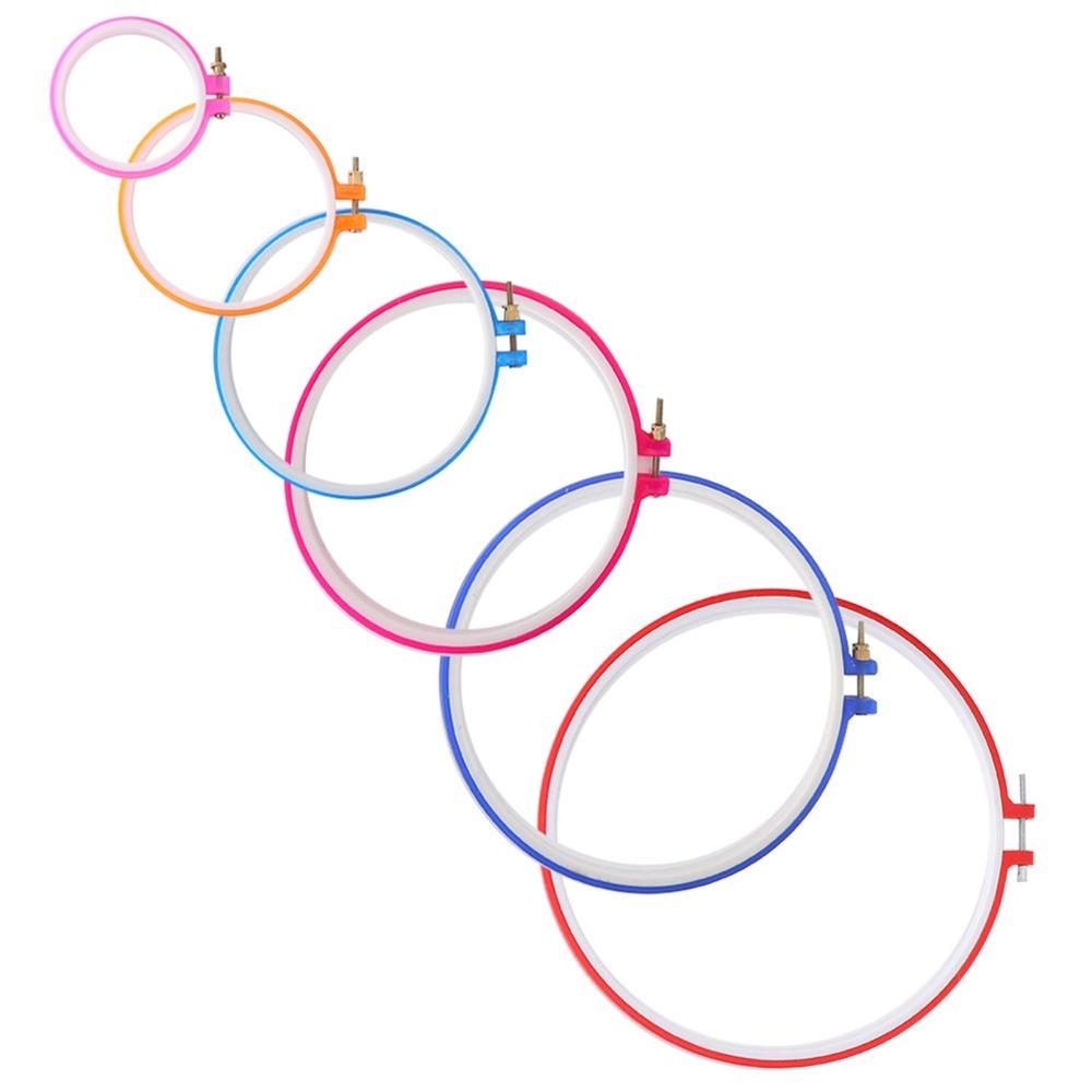 6pcs Adjustable Design Cross Stitch Frame Plastic Plastic Embroidery Hoop For Decoration