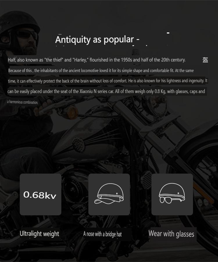 Motorcycle Half Helmet Universal Vintage Motorcycle Half Helmet Lightweight Open Half Helmet