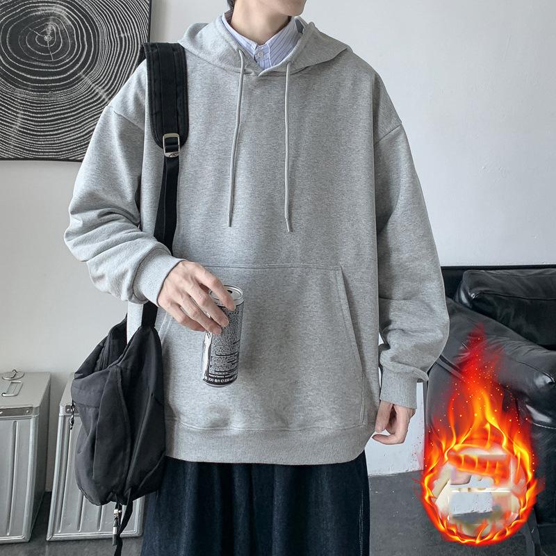 Весна Осень Повседневная толстовка с капюшоном Удобная толстовка с капюшоном Мужская свободная толстовка с однотонным пуловером Молодежная спортивная толстовка