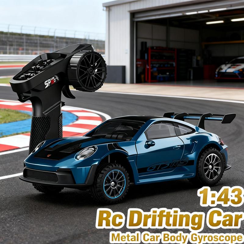 Professional 1:43 Rechargeable RC Drift Car with ESP Gyroscope Full Proportional Control 4-wheel Drive Metal Body 2 Sets Tires for Realistic Drifting