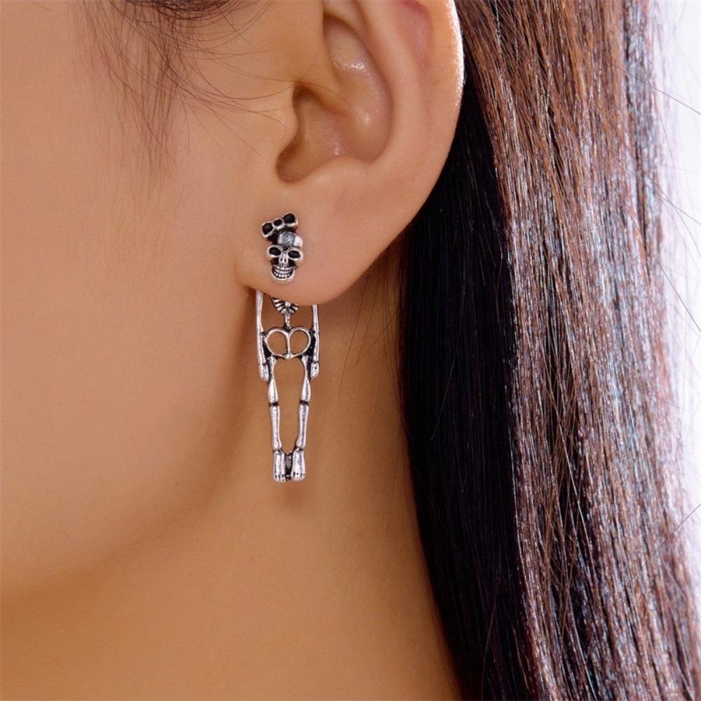 Zinc Zinc Alloy Skeleton Earrings Hip Hop Imitation Human Bone Earrings Halloween Drop Earrings Couple