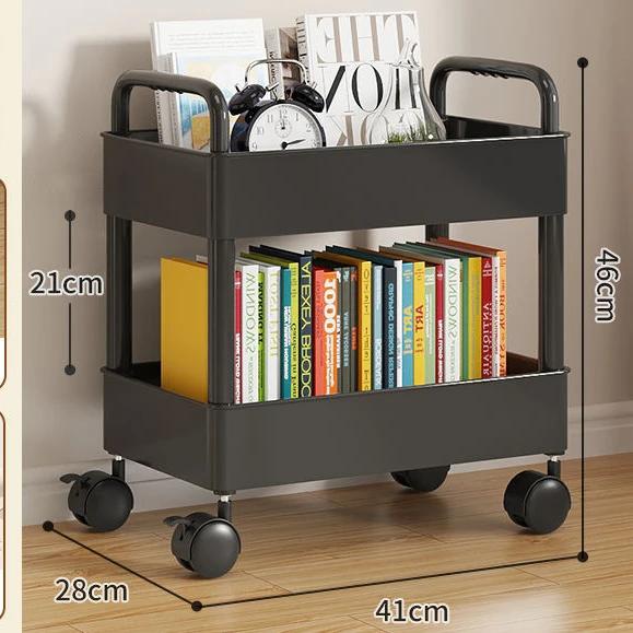 2 Tier Mobile Cart Organizer for Kitchen Bathroom Bedroom with Casters Storage Rack Trolley Home Accessories