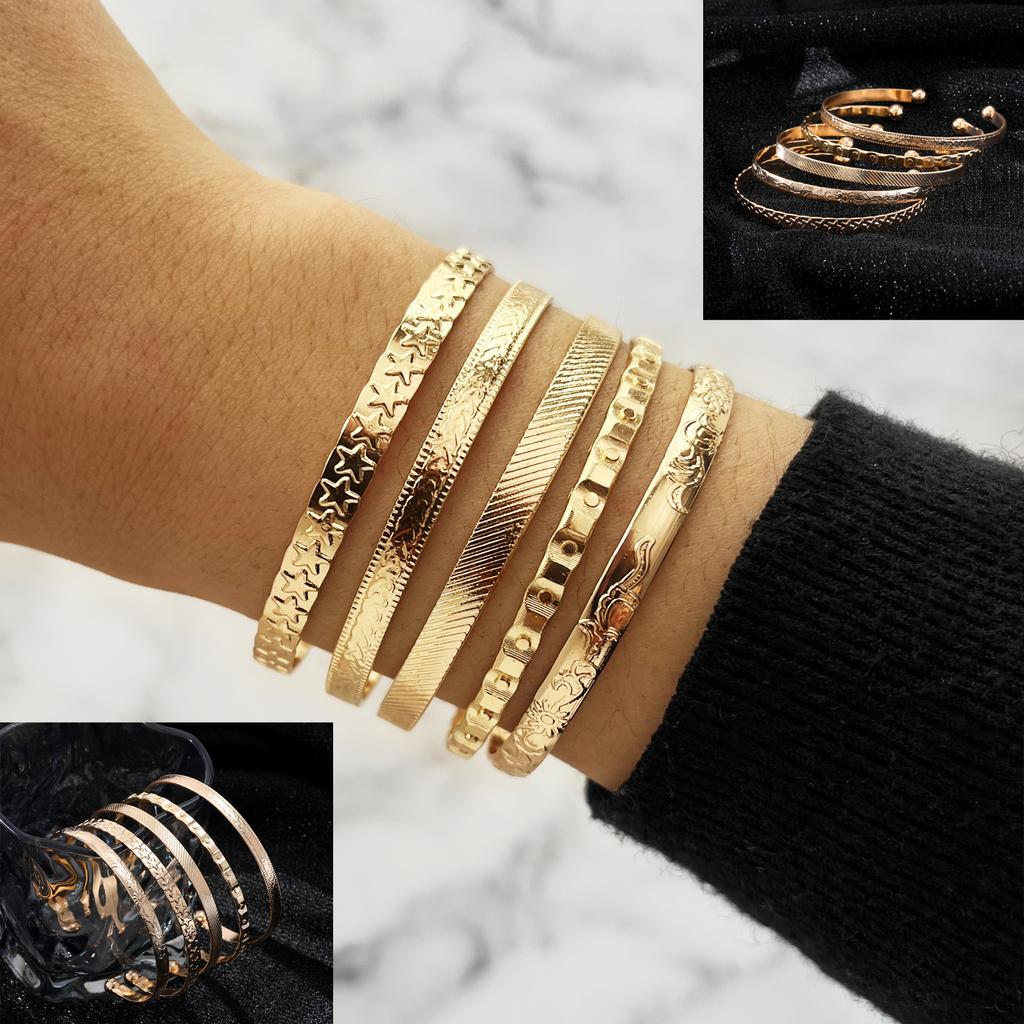 Простой и роскошный браслет с регулируемым отверстием, набор из 5 предметов, модный и элегантный женский универсальный аксессуар-браслет