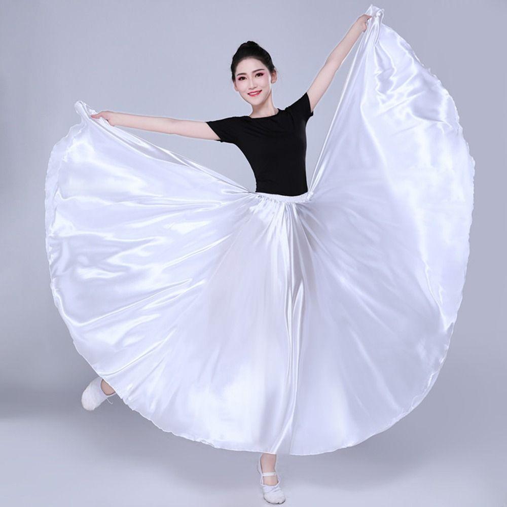 Fashion Smooth Gypsy Women Skirt Carnival Polyester Belly Dance Dress Ballroom Dance Big Swing Paso Doble Dance Dress Women