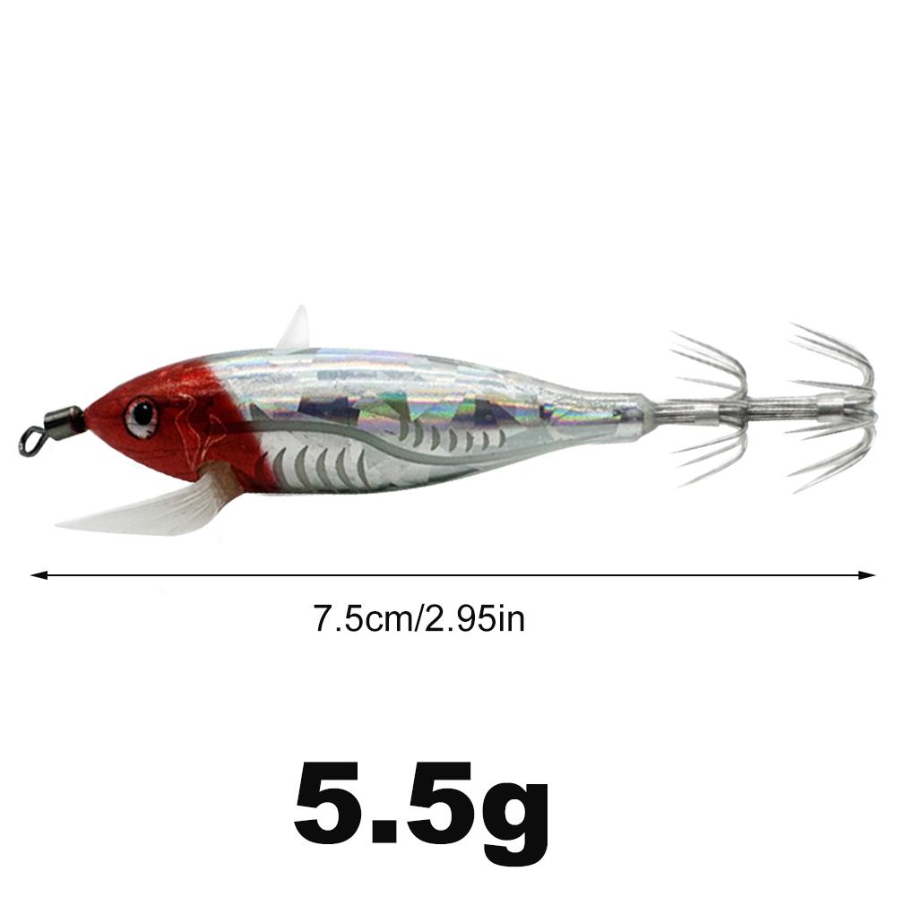 Светящиеся рыболовные приманки Осьминог Кальмар Рыболовные приманки Светящаяся джиг-приманка Горизонтальная деревянная креветка Ночная рыбалка Твердая приманка