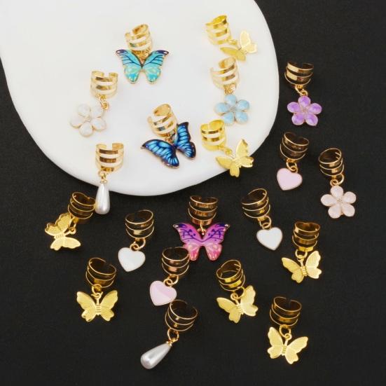 20Pcs Braid Hair Accessories, Alloy Braided Hair Clips with Butterfly Heart Flower Pendants, Spiral Design Hair Buckles