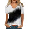 Summer Women T-shirt 3d Fashion Print Gradient Harajuku T Shirt Oversized Tee For Ladies Clothing New Short Sleeve V-Neck Tops