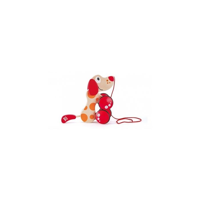 Chiot de promenade - hape - puppy - rouge - beige - extérieur