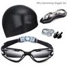 6Pcs/Set  Antifog Swimming Goggles Kit No Leaking with Nose Clip Earplugs Swim Cap and Case