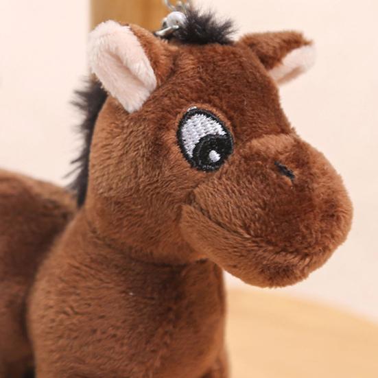 Cute Cartoon Plush Horse Doll Keychain Miniature Stuffed Animal Keyring Bag Pendant Stress Relief