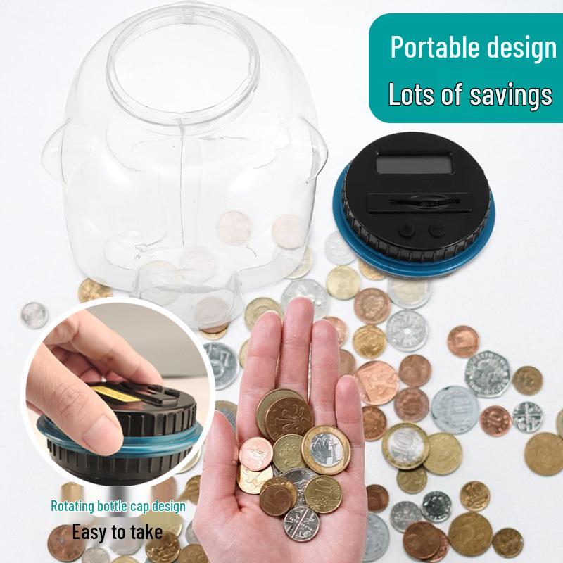 Smart Cross-Border Piggy Bank Toy with 1.8L Capacity for Counting Euros, Pounds, and Dollars