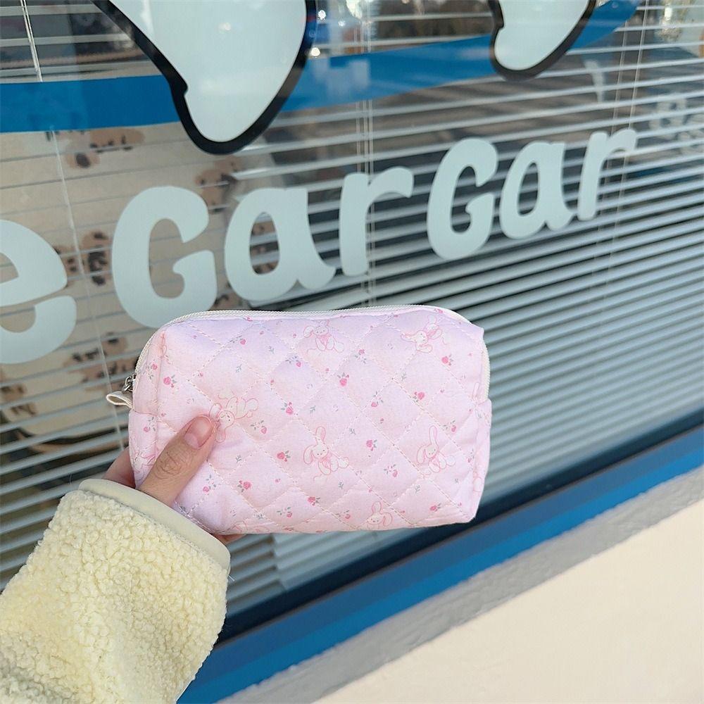 Cute Floral Print Storage Bag Large Capacity Portable Makeup Bag Multifunctional Stationery Organizer Toiletry Handbag for Girls