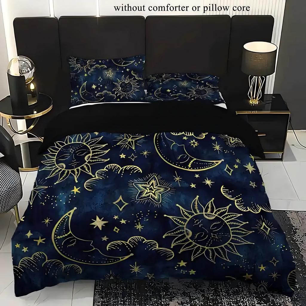 Загадочное 3D-печатное покрывало на одеяло с изображением неба, освещенного солнцем, луной и звездами, роскошный комплект постельного белья в стиле Таро, полиэстер, мягкое, удобное, пододеяльник