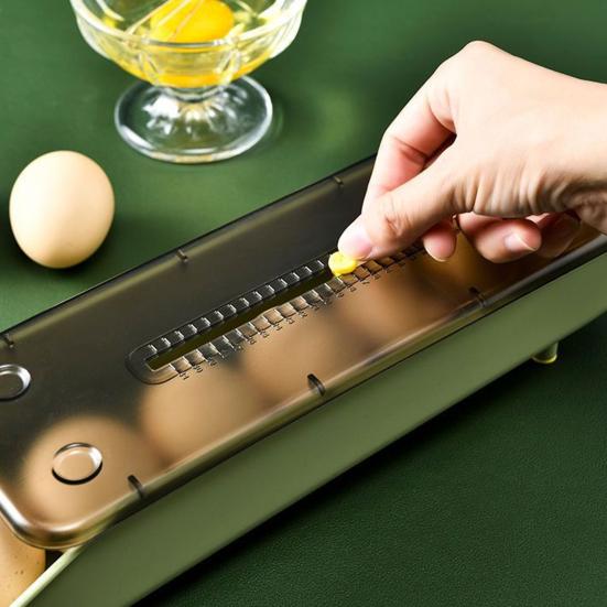 Контейнер для хранения яиц в холодильнике Большой вместимости Нескользящий Штабелируемый Дизайн Легко чистить Автоматический Раздвижной Диспенсер для яиц