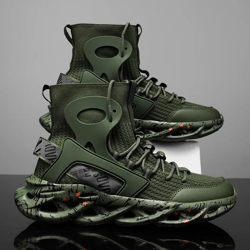 Новые изысканные мужские кроссовки Хай-топ Тренд Универсальная повседневная обувь Сетчатые дышащие Легкие спортивные кроссовки для бега