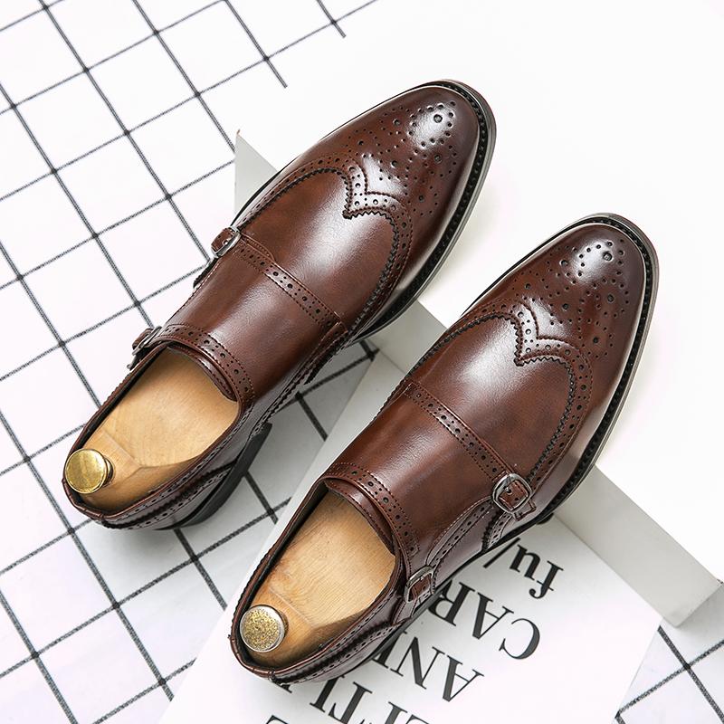 British Men Dress Shoes Plus Size 38-48 Elegant Men Buckle Leather Shoes Men Formal Social Shoes Men Oxfords High Quality Shoes