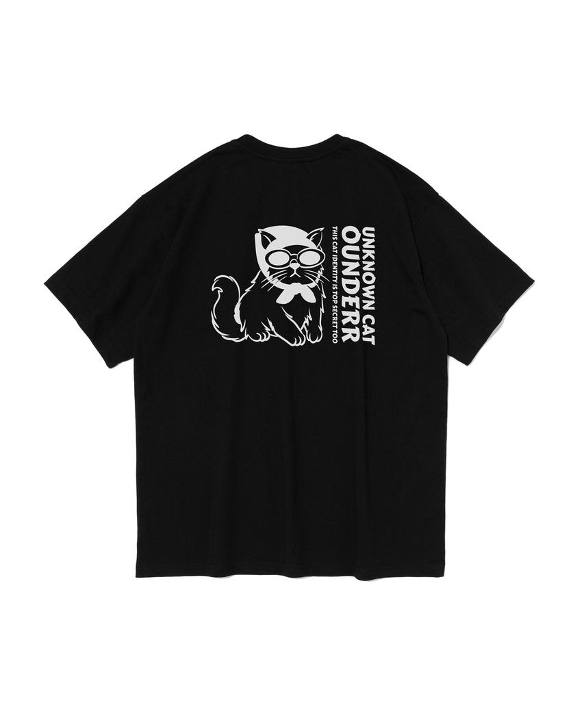 OUNDERR Неизвестный Секрет Половинный Кот Футболка с коротким рукавом (черный)