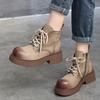 British Style Martin Boots Lace Up Short Boots Thick Sole Retro Versatile Women Platform Shoes