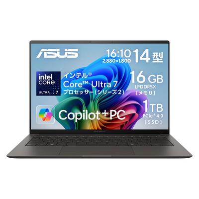 Asus Zenbook S 14 UX5406SA Intel Core Ultra 7 16 ГБ 1 ТБ Windows Аккумулятор Мощность Распознавание лица OLED AI Smare Ноутбук, 14-дюймовый, 258 В, Память, SSD, 11, 23,3-часовой