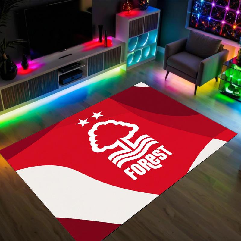 Nottingham Forest Football Design Crystal Velvet Carpet Cozy Non?Slip Printed Rug For Bedroom Living Room Entrance