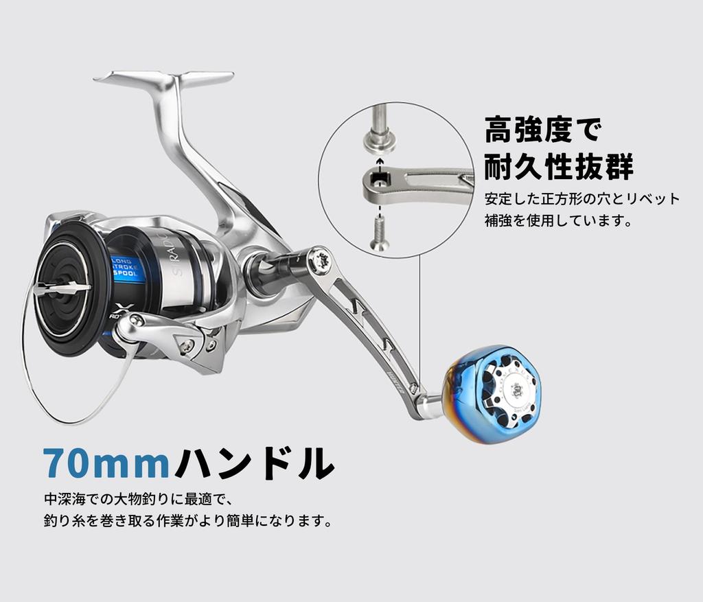 Gomexus Ручка 70 мм для спиннинговых катушек Shimano Daiwa, цельная конструкция из сверхпрочного дюралюминия с титановой ручкой управления