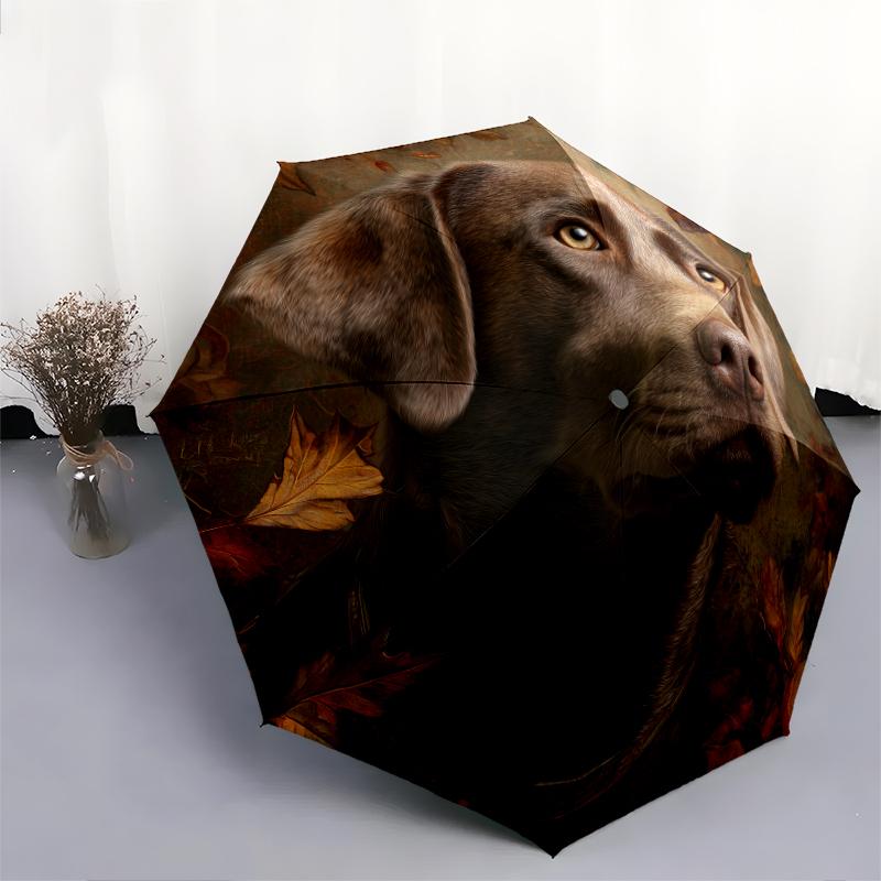 Рисунок лабрадора ретривера черного окраса, автоматический складной зонт, портативная и складная конструкция, 8 спиц, рождественский или день рождения подарок.