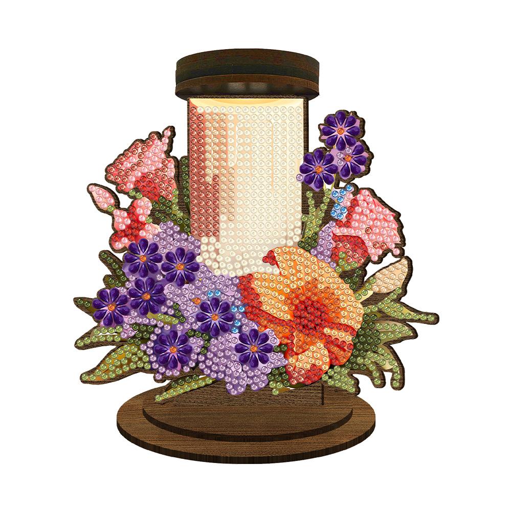 Wooden Exquisite Pattern Mosaic Rhinestone Drawing Candlestick Decor 5D DIY Diamond Painting Candlestick for Home Office