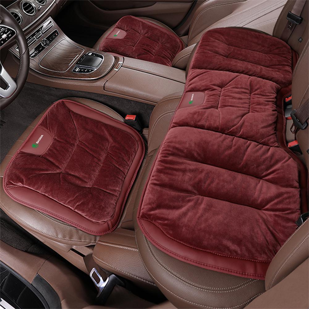 JNK3 Car Seat Cover Auto Chair Front Rear Flannel Warm Breathable Cushion For Skoda Octavia MK2 MK3 2 A7 Fabia Karoq Kodiaq VII Rapid