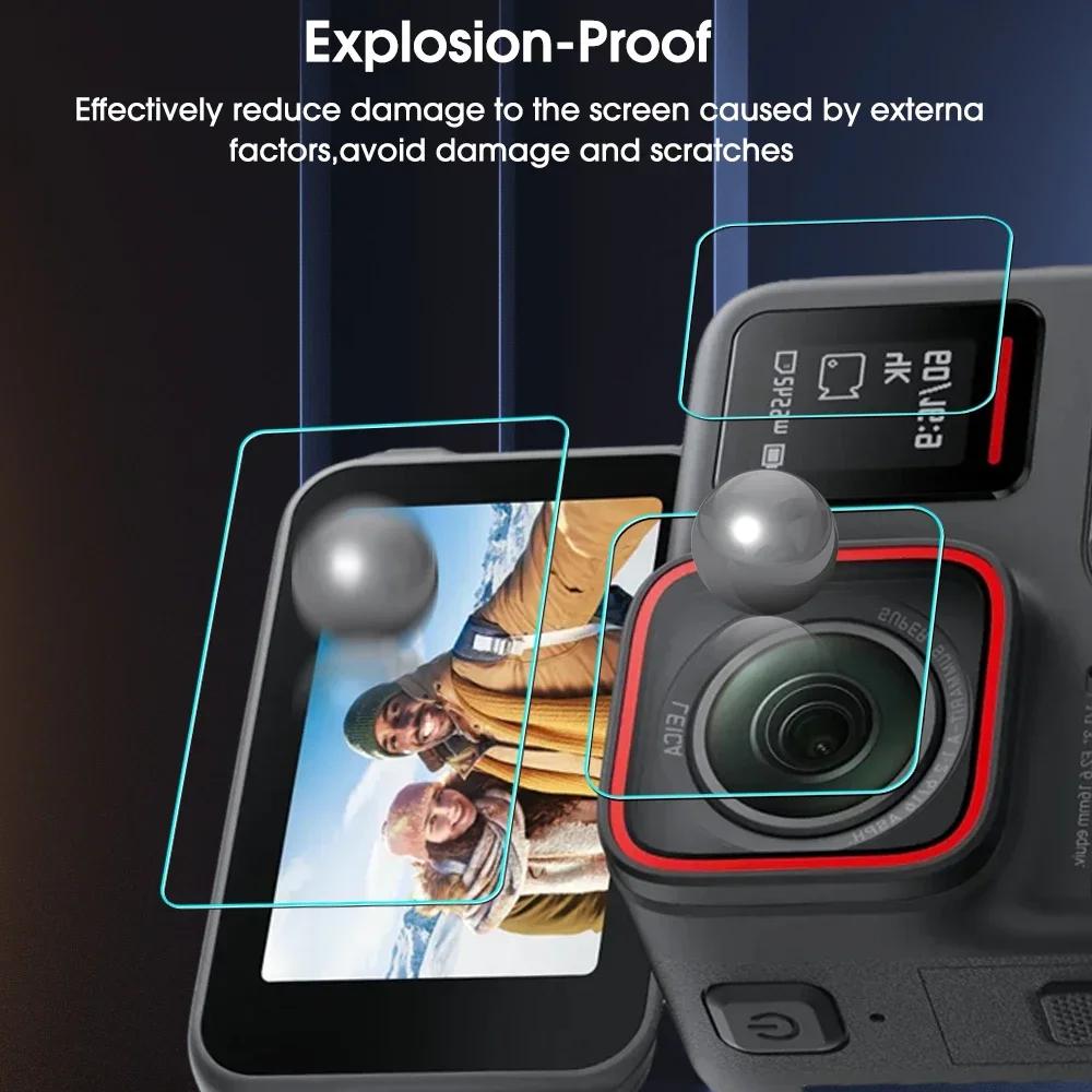 1-3 упаковки Закаленное стекло 9H для объектива и экрана Insta360 Ace Pro, Защитные пленки от царапин для камеры Insta360 Ace