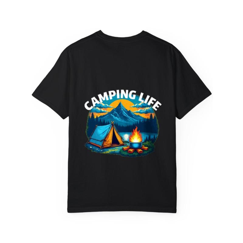 Футболка Camping Life Белая гора Палаточный лагерь Сцена костра Дизайн для приключений на природе для любителей природы Пешие и кемпинговые мероприятия
