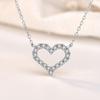 S925 Sterling Silver Hollowed Out Full Drill Love Necklace Summer Ins Light Luxury Senior Sense Heart Clavicular Chain Tanabata To Send Girlfriend