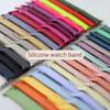 Rubber Soft Watchband Sport Bracelet Belt Silicone Strap for Apple Watch Band 7 41mm 45mm SE 6 44mm 40mm 38mm 42mm for iWatch Series 5 4 3 2 1