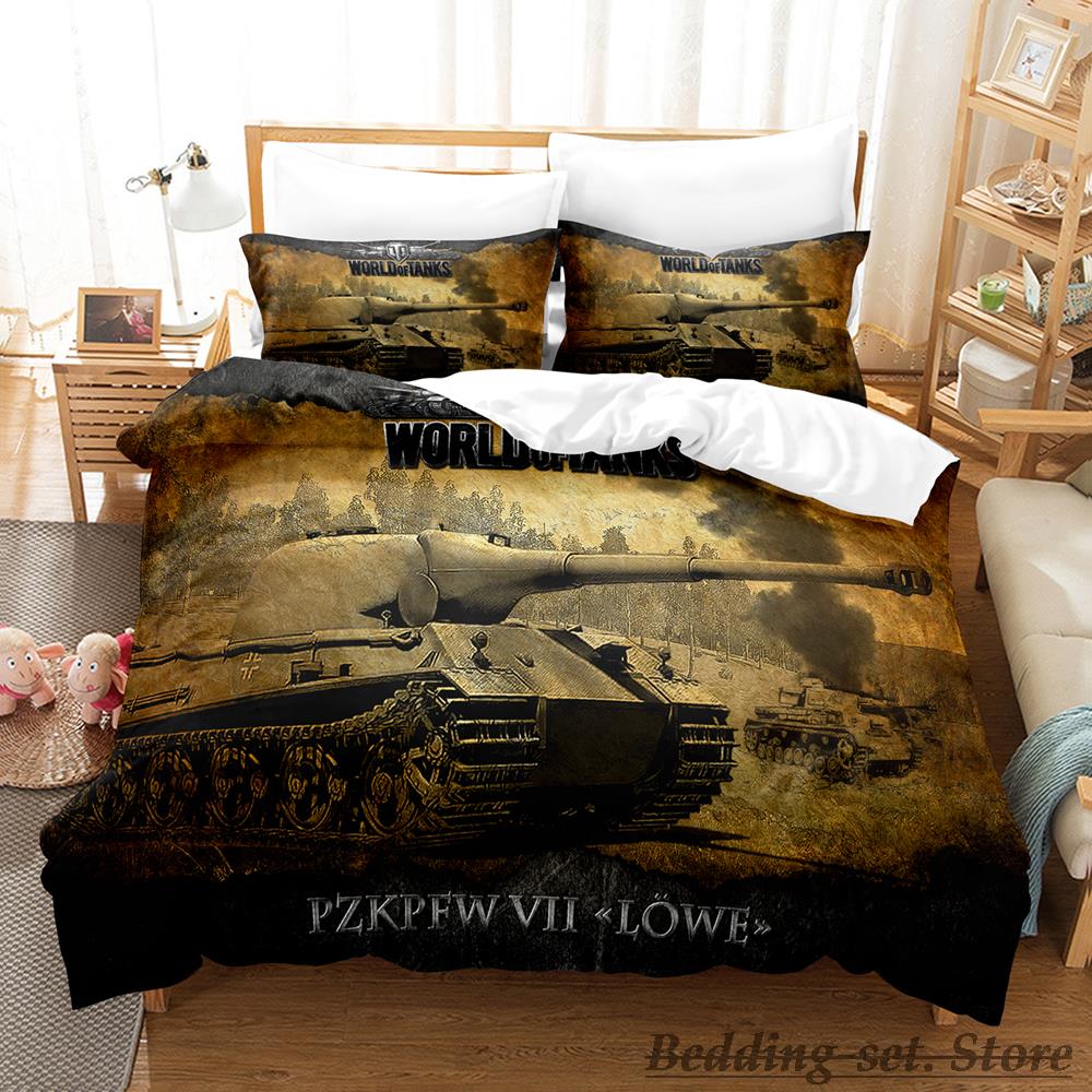 Комплект постельного белья Game World Of Tanks Single Twin Full Queen King Size Bed Set Adult Kid Bedroom Duvetcover Sets Anime Bed