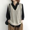 Retro Solid Color V-neck Knitted Vest Women's Spring and Autumn Literature and Art Loose All-match Sweater Vest Waistcoat Women