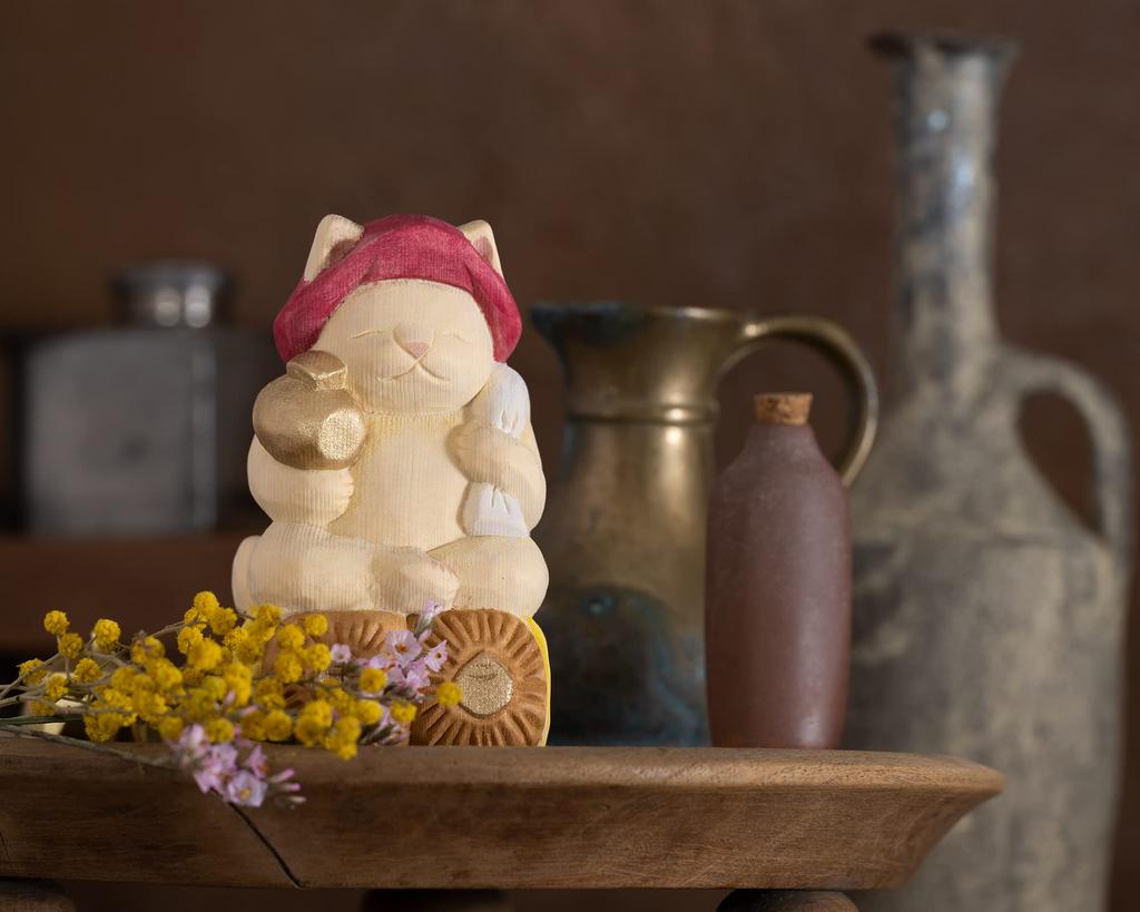 Cat Cat God of Daikokuten of Original Sculptor and Supervisor of Butsuya Sakai Seven Gods of figurine Buddha, Fortune, (God Wealth), - Fortune,