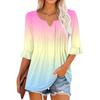 3/4 рукава топы для женщин повседневные оборки V-образный вырез футболки рабочие блузки нарядные туники топы