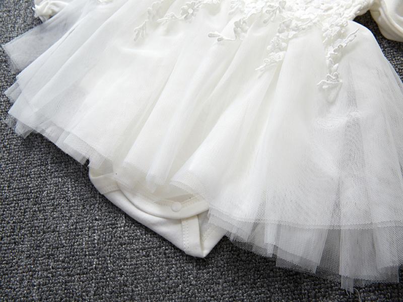 Princess Baby Girl Tassel White Dress Long Sleeve Spring Autumn Lace Party Dresses + Hats