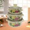 3 Pieces Enamel Stew Pot Household Simmering Portable Ceramic Soup Set Cookware for