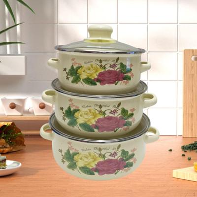 3 предмета эмалированная кастрюля для тушения бытовой портативный керамический суповой набор кухонная утварь для