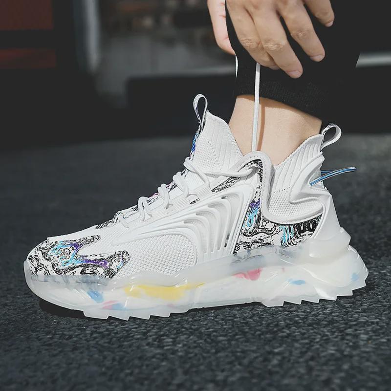 Мужская модная спортивная обувь - повседневные туфли для папы, увеличивающие рост, новые носки из-за рубежа, в наличии большие размеры