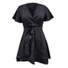 Summer V-Neck Casual Party Waist Wrapped Ruffle Dress Polka Dot Dress Beach Dress  Dress Slim Fit Women'S Belt Dress