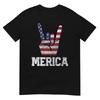 Футболка с надписью Merica Rock Sign, 4 июля, Винтажный американский флаг, Ретро США