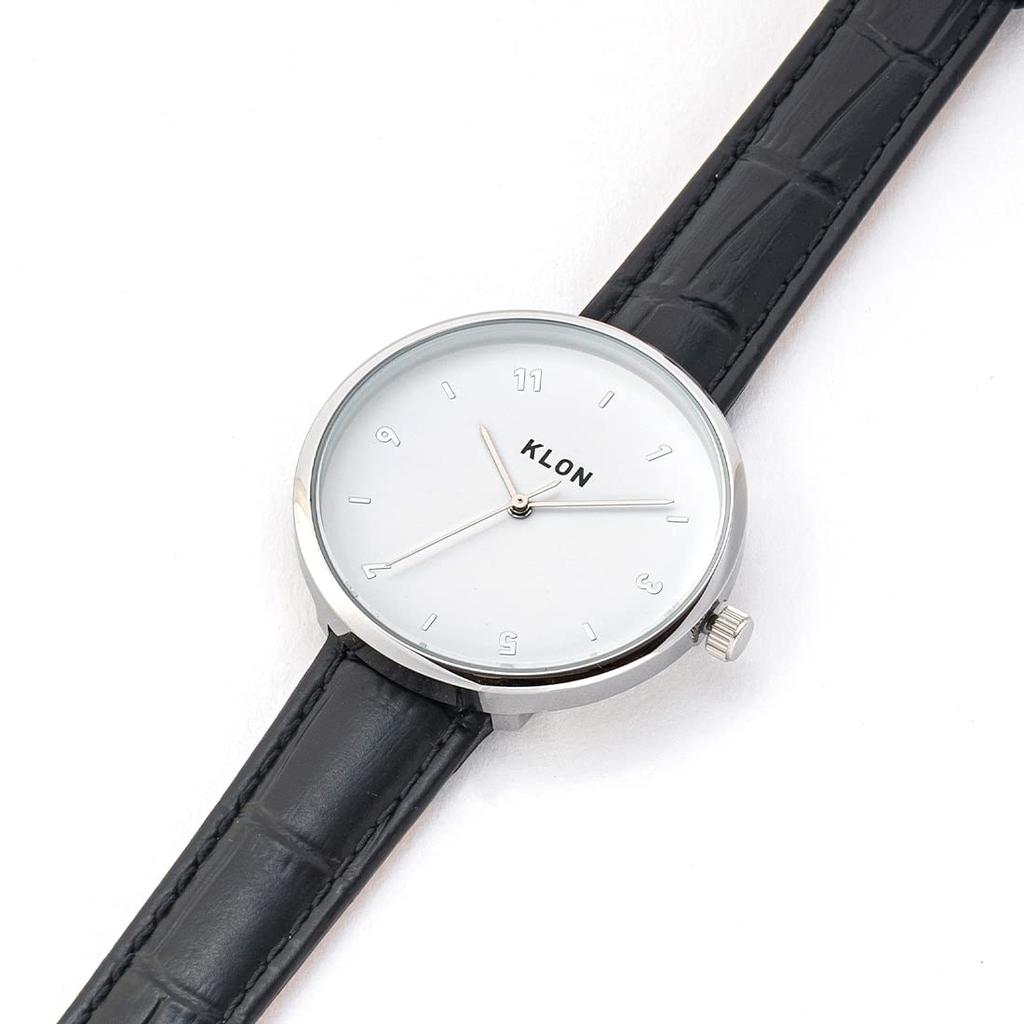 KLON PASS TIME ELFIN ODD 38mm Simple and Stylish for Men and Black Leather 38mm -CROCO- Wristwatch, Women, Croco-Embossed Watch,