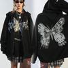 Y2k Aesthetic Women Hip Hop Hoodies Butterfly Printed Zip-up Jacket Female Goth Harajuku Grunge Punk Streetwear Coat