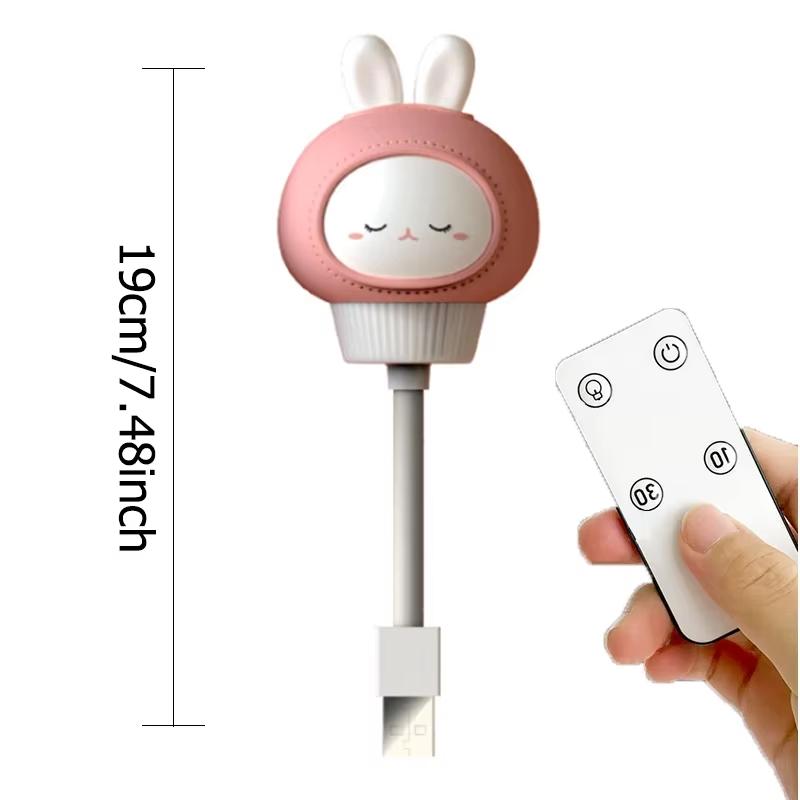 USB Night Light LED Cute Cartoon Bear Rabit Night Lamp with Remote Control for Baby Kid Bedroom Decoration Bedside Lamp