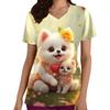 Женская повседневная футболка с V-образным вырезом, 3D-принтом собаки, коротким рукавом, полиэстеровая трикотажная ткань с карманами, классический крой, всесезонный топ