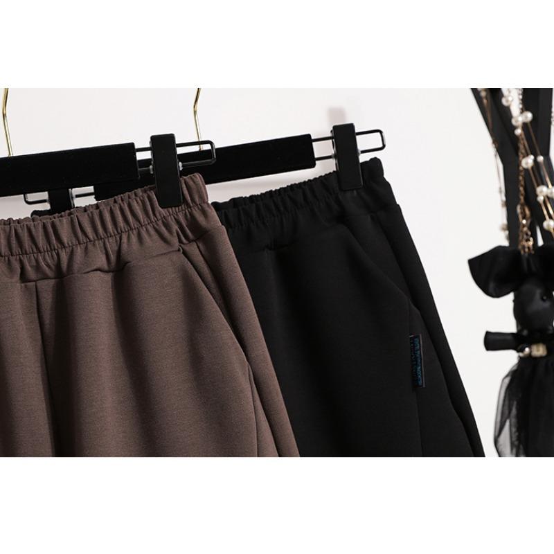 Dimanaf Большие размеры длинные брюки женские хлопковые брюки большого размера эластичные на талии шаровары повседневные свободные осень 2025