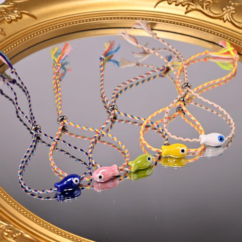 Bohemian Trendy Multicolored Pull-String Ceramic Fish Bracelet Jewelry Women For Wrist And Ankle